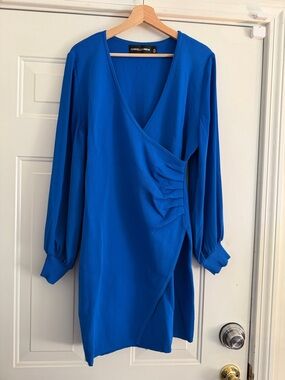 Women’s Long-Sleeve Royal Blue Shift Dress. Sz  L